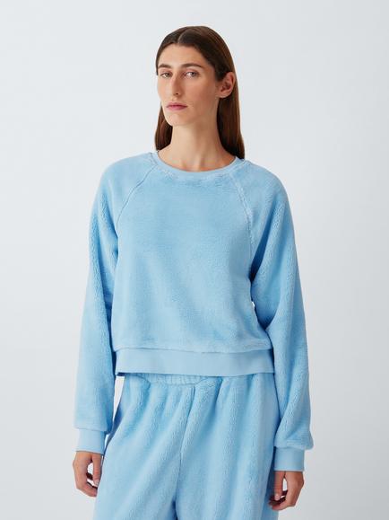 John Lewis Ultra Soft Fleece Long Pyjama Set, Cashmere Blue, Cashmere Blue