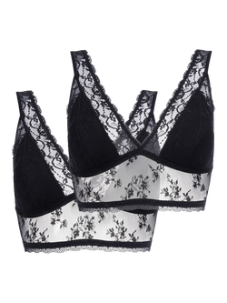 Dorina Essential Lace Bralette, Pack of 2, Black