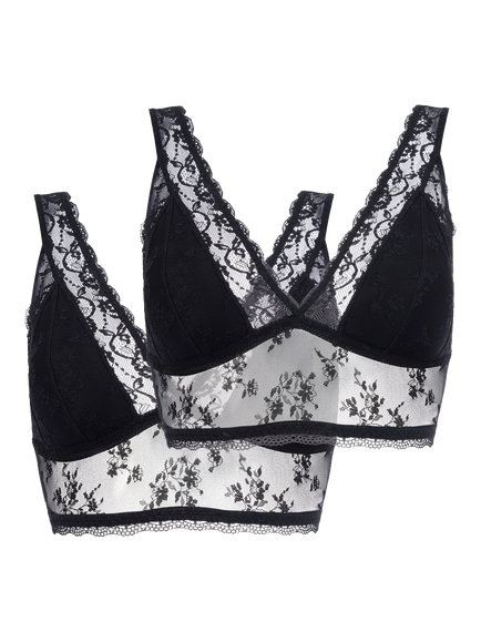 Dorina Essential Lace Bralette, Pack of 2, Black