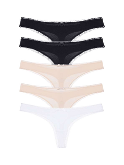 Dorina Essential Microfibre Thong, Pack of 5, Multi, Multi