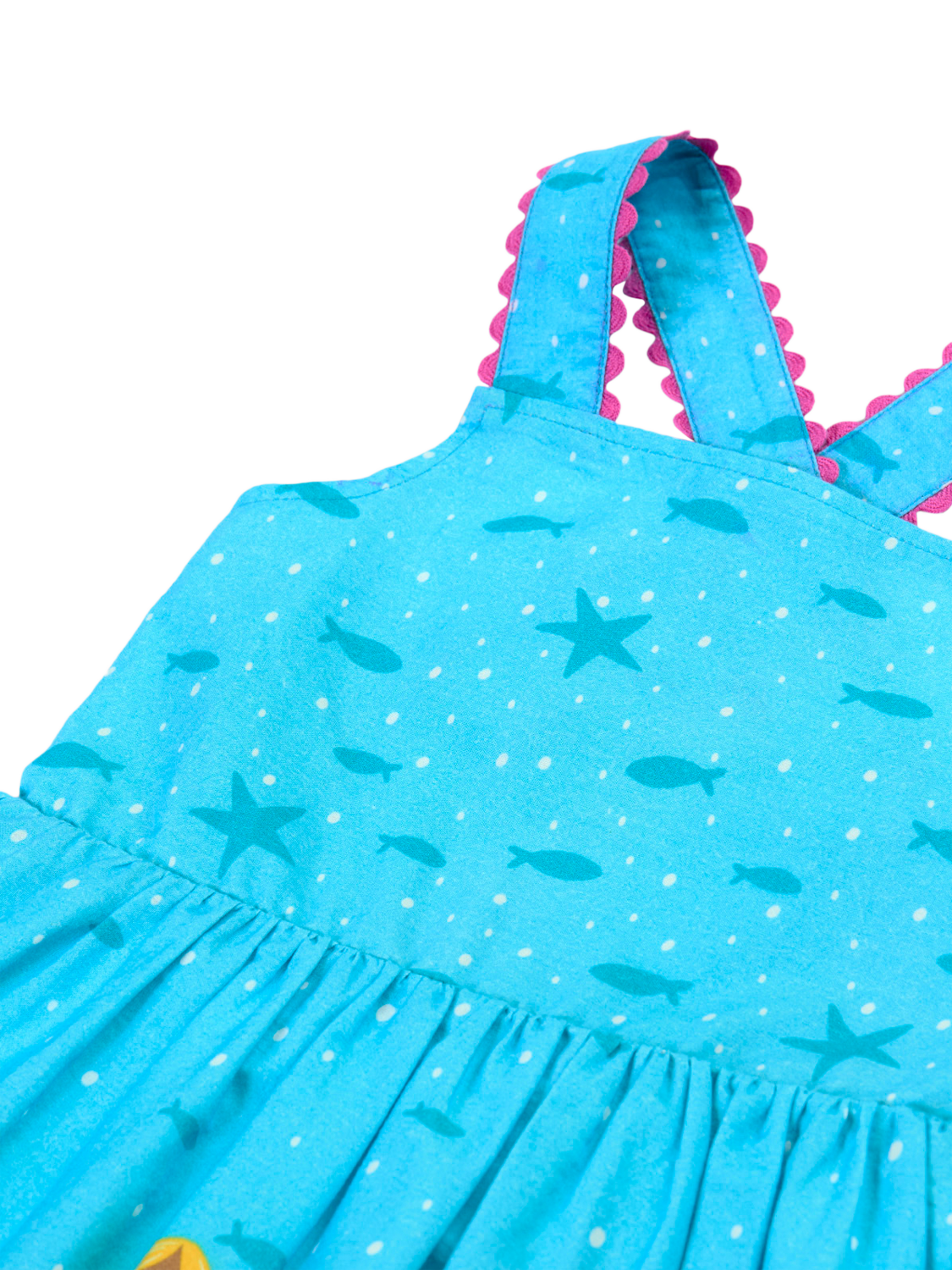 frugi mermaid dress Frugi Kids' Seraphina Mermaid Print Cotton Dress, Blue Multi