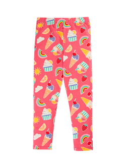 Frugi Kids' Libby Ice Cream Printed Leggings, Pink/Multi, Pink Multi