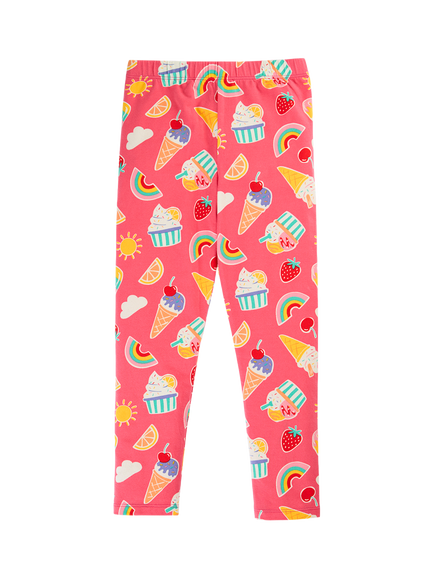 Frugi Kids' Libby Ice Cream Printed Leggings, Pink/Multi, Pink Multi