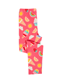 Frugi Kids' Libby Ice Cream Printed Leggings, Pink/Multi - view 2, Pink Multi