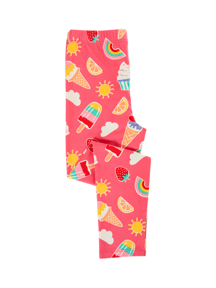 Frugi Kids' Libby Ice Cream Printed Leggings, Pink/Multi - view 2, Pink Multi