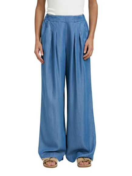 Smith & Soul Double Pleat Wide Leg Trousers, Denim, Denim