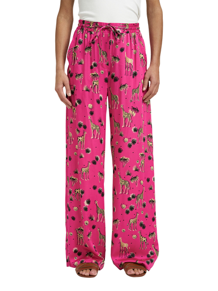 Smith & Soul Giraffe Print Trousers, Fuchsia Print, Fuchsia Print