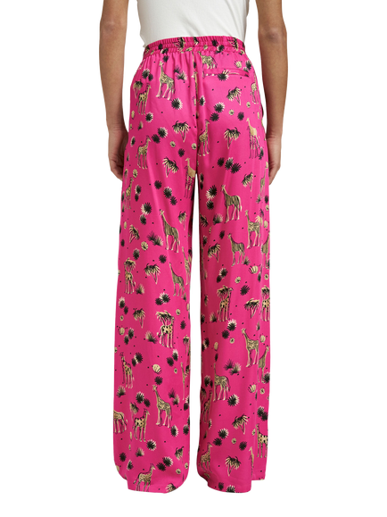 Smith & Soul Giraffe Print Trousers, Fuchsia Print - view 2, Fuchsia Print
