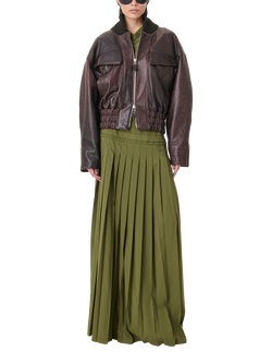 IRO Aster Grained Leather Bomber Jacket, Burgundy - view 2, Burgundy