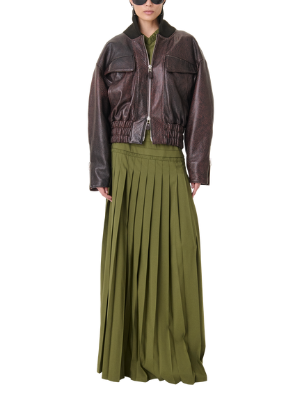 IRO Aster Grained Leather Bomber Jacket, Burgundy - view 2, Burgundy