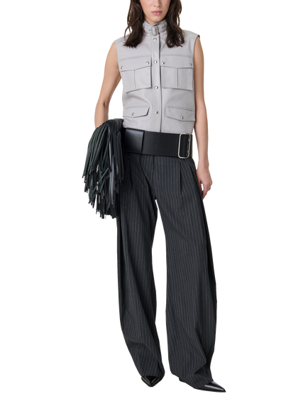 IRO Kalie Striped Trousers, Dark Grey - view 2, Dark Grey
