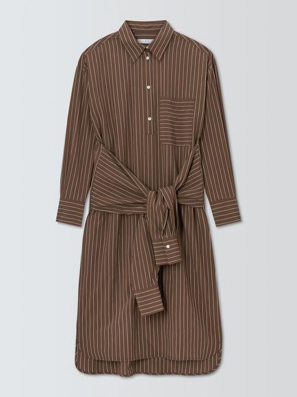 IRO Malpy Striped Midi Shirt Dress, Brown, Brown