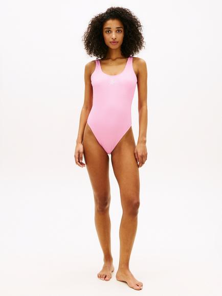 Tommy Hilfiger Scoop Back Embroidered Swimsuit, Pink - view 2, Pink