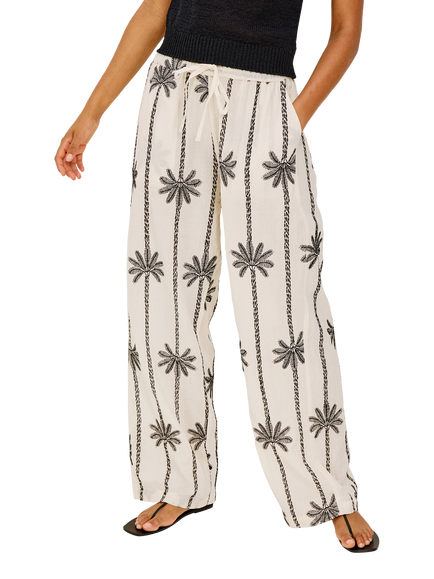 Rails Emmie Embroidered Palm Print Wide Leg Cotton Joggers, Embroidered Palms - view 2, Embroidered Palms