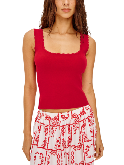 Rails Flore Knit Square Neck Tank Top, Tomato, Tomato