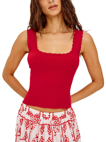 Rails Flore Knit Square Neck Tank Top, Tomato - view 2, Tomato