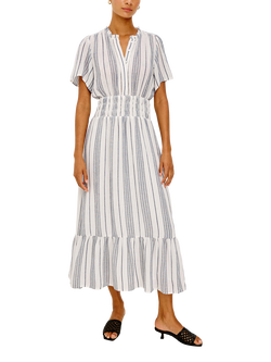 Rails Brent Striped Linen Blend Short Sleeve Maxi Dress, Salino Stripe, Salino Stripe