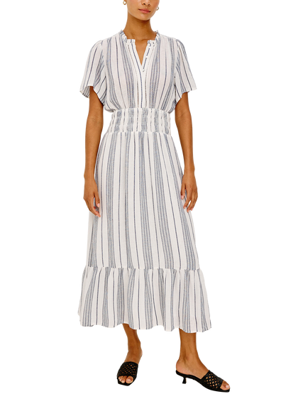 Rails Brent Striped Linen Blend Short Sleeve Maxi Dress, Salino Stripe, Salino Stripe