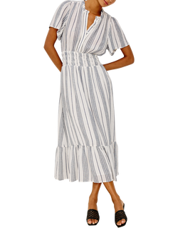 Rails Brent Striped Linen Blend Short Sleeve Maxi Dress, Salino Stripe - view 2, Salino Stripe
