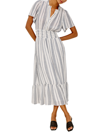 Rails Brent Striped Linen Blend Short Sleeve Maxi Dress, Salino Stripe - view 2, Salino Stripe