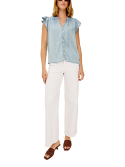 Rails Aviva Tie Detail Flutter Sleeve Denim Top, Bleached Indigo - view 2, Bleached Indigo