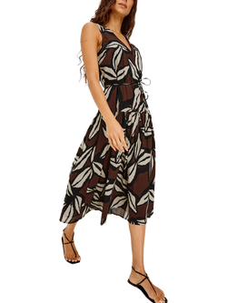 Rails Maeve Floral Print Sleeveless Midi Dress, Cocoa Floral, Cocoa Floral