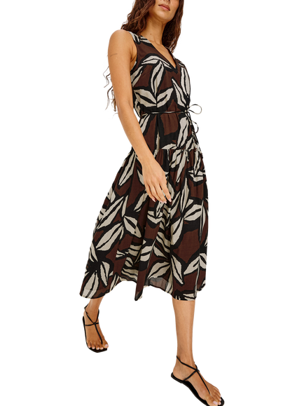 Rails Maeve Floral Print Sleeveless Midi Dress, Cocoa Floral, Cocoa Floral