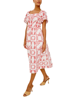 Rails Nanette Floral Print Short Sleeve Cotton Midi Dress, Ivory/Red - view 2, Ivory Red Hc