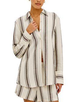 Rails Knox Striped Linen Blend Oversized Shirt, Cream/Grey, Cream/Grey