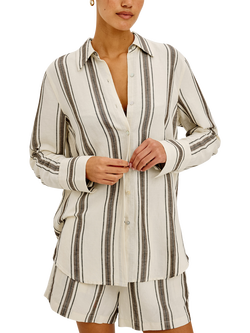 Rails Knox Striped Linen Blend Oversized Shirt, Cream/Grey - view 2, Cream/Grey