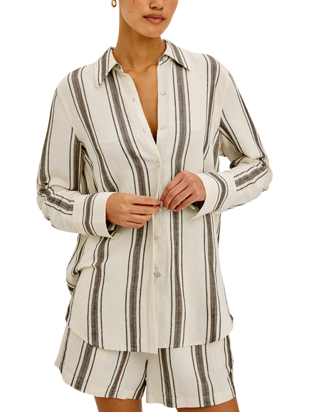 Rails Knox Striped Linen Blend Oversized Shirt, Cream/Grey - view 2, Cream/Grey