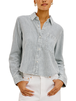 Rails Noa Striped Cotton Blend Shirt, White/Grey, White/Grey