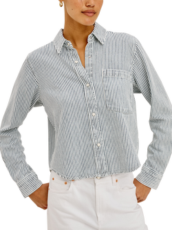 Rails Noa Striped Cotton Blend Shirt, White/Grey - view 2, White/Grey