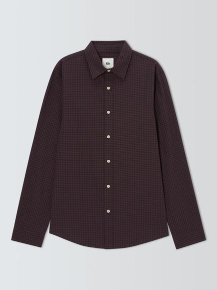 Kin Pure Cotton Grunge Check Shirt, Black/Sassafras, Black/Sassfaras
