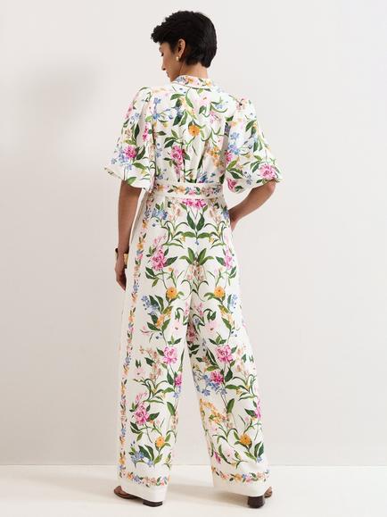 Phase Eight Petite Camilla Floral Puff Sleeve Wide Leg Jumpsuit, Multi - view 2, Multi