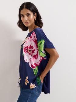 Phase Eight Brianna Floral Top, Navy, Navy