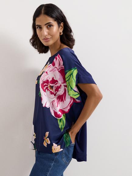 Phase Eight Brianna Floral Top, Navy, Navy