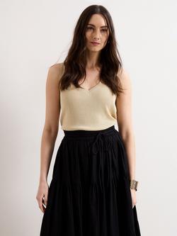 Phase Eight Mila Black V-Neck Vest Top, Gold, Gold