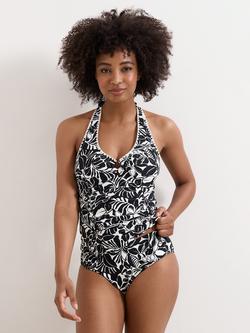 Phase Eight Stitch Detail Tankini Top, Black/Ivory, Black/Ivory