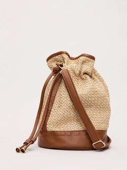 Phase Eight Straw Bucket Bag, Neutral, Neutral