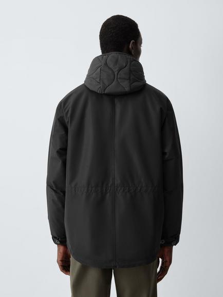 Kin Multi Layer Hooded Parka Jacket, Black - view 2, Black