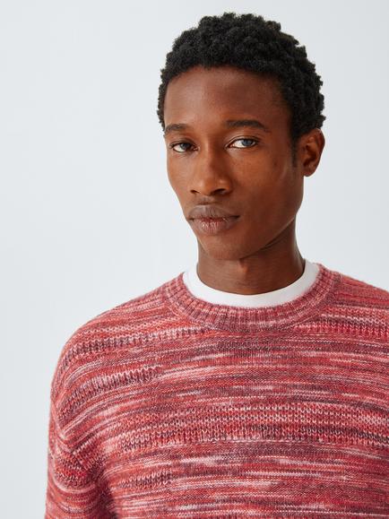 Kin Space Dye Stitch Crew Neck Cotton Wool Blend Jumper, Orange, Orange