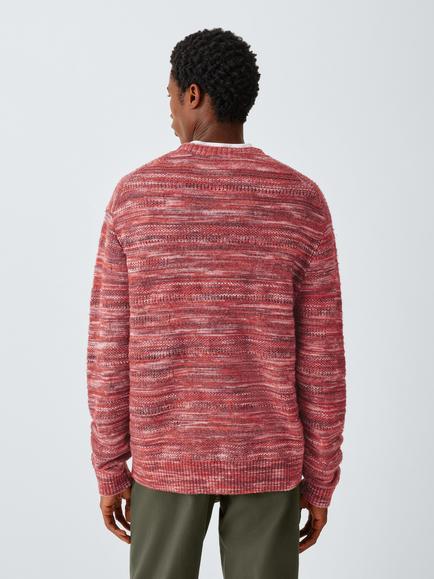 Kin Space Dye Stitch Crew Neck Cotton Wool Blend Jumper, Orange - view 2, Orange