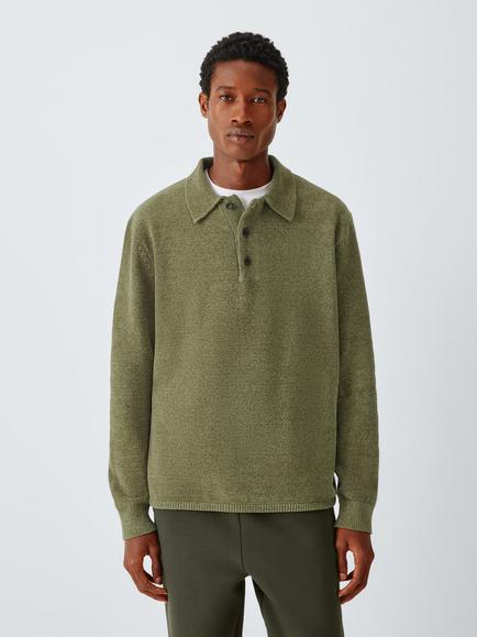 Kin Chenille Polo Shirt, Dusky Green, Dusky Green