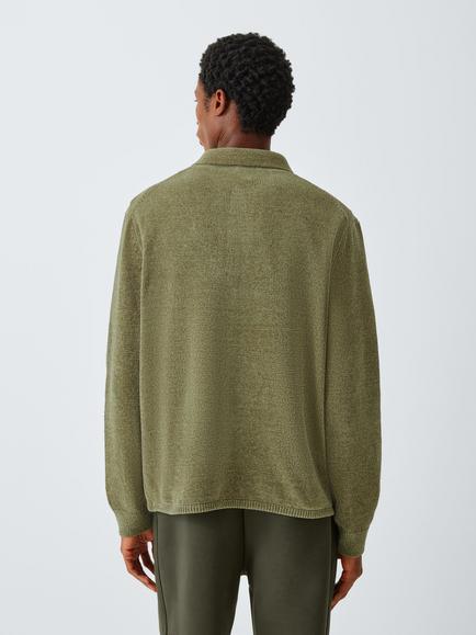 Kin Chenille Polo Shirt, Dusky Green - view 2, Dusky Green