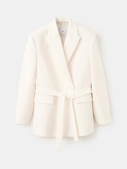 Mango Belted Suit Jacket, Vanilla, Vanilla