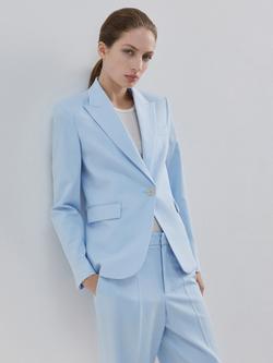 Mango Single Button Tailored Blazer, Blue, Blue