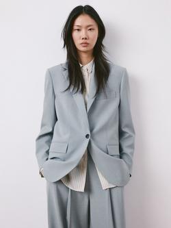 Mango Single Breasted Blazer, Blue, Blue