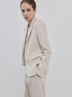 Mango Single Button Tailored Blazer, Stone, Stone