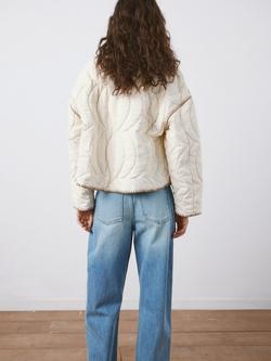 Mango Chaqueta Contrast Stitch Quilted Jacket, Beige - view 2, Beige